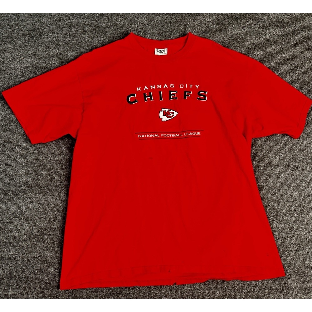 Kansas City Chiefs Vintage Lee Sport T-shirt Size XL Red Embroidered NFL